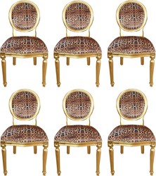Casa Padrino Luxus Barock Esszimmer Set 6 Esszimmerstühle Medaillon Leopard / Gold casa padrino luxus barock esszimmer set 6 massivholz samt esszimmerstühle küchenstühle medaillon esszimmer hotel restaurant möbel küchenmöbel