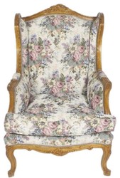 Casa Padrino Fauteuil à Oreilles Baroque Multicolore / Marron 83 x 83 x H. 110 cm - Fauteuil de Salon avec Motif Floral