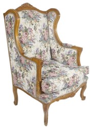 Casa Padrino Fauteuil à Oreilles Baroque Multicolore / Marron 83 x 83 x H. 110 cm - Fauteuil de Salon avec Motif Floral