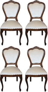 Casa Padrino Set di Sala da Pranzo Barocco di Lusso Crema / Marrone 45 x 46 x H. 99 cm - 4 Sedie da Pranzo Fatte a Mano - Mobili da Sala Barocchi Casa Padrino Set di Sala da Pranzo Barocco di Lusso Crema / Marrone 45 x 46 x H. 99 cm - 4 Sedie da Pranzo Fatte a Mano - Mobili da Sala Barocchi