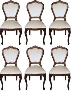 Casa Padrino Set di Sala da Pranzo Barocco di Lusso Crema / Marrone 45 x 46 x H. 99 cm - 6 Sedie da Pranzo Fatte a Mano - Mobili da Sala Barocchi Casa Padrino Set di Sala da Pranzo Barocco di Lusso Crema / Marrone 45 x 46 x H. 99 cm - 6 Sedie da Pranzo Fatte a Mano - Mobili da Sala Barocchi