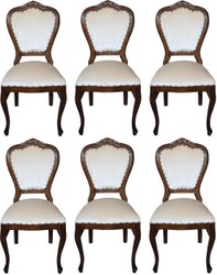 Casa Padrino Conjunto de Sillas de Comedor Barroco de Lujo Crema / Marrón 45 x 46 x H. 99 cm - 6 Sillas de Comedor Hechas a Mano - Muebles de Comedor Barrocos Casa Padrino Conjunto de Sillas de Comedor Barroco de Lujo Crema / Marrón 45 x 46 x H. 99 cm - 6 Sillas de Comedor Hechas a Mano - Muebles de Comedor Barrocos