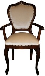 Casa Padrino Conjunto de Sillas de Comedor Barroco de Lujo Crema / Marrón 60 x 47 x H. 99 cm - 6 Sillas de Comedor Hechas a Mano con Reposabrazos - Muebles de Comedor Barrocos Casa Padrino Conjunto de Sillas de Comedor Barroco de Lujo Crema / Marrón 60 x 47 x H. 99 cm - 6 Sillas de Comedor Hechas a Mano con Reposabrazos - Muebles de Comedor Barrocos