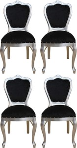 Casa Padrino Set di Sala da Pranzo Barocco di Lusso Nero / Argento 45 x 46 x H. 99 cm - 4 Sedie da Pranzo Fatte a Mano - Mobili da Sala Barocchi Casa Padrino Set di Sala da Pranzo Barocco di Lusso Nero / Argento 45 x 46 x H. 99 cm - 4 Sedie da Pranzo Fatte a Mano - Mobili da Sala Barocchi