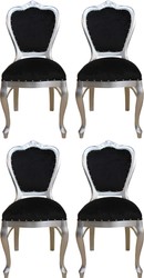 Casa Padrino Set di Sala da Pranzo Barocco di Lusso Nero / Argento 45 x 46 x H. 99 cm - 4 Sedie da Pranzo Fatte a Mano - Mobili da Sala Barocchi Casa Padrino Set di Sala da Pranzo Barocco di Lusso Nero / Argento 45 x 46 x H. 99 cm - 4 Sedie da Pranzo Fatte a Mano - Mobili da Sala Barocchi