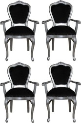 casa padrino luxus barock esszimmer set 4 massivholz samt esszimmerstühle küchenstühle mit armlehnen esszimmer hotel restaurant möbel küchenmöbel 