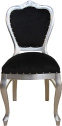Casa Padrino Luxus Barock Esszimmer Set 6 Esszimmerstühle Schwarz / Silber casa padrino luxus barock esszimmer set 6 massivholz samt esszimmerstühle küchenstühle madmoisell esszimmer hotel restaurant möbel küchenmöbel
