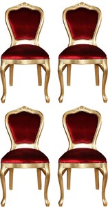 Casa Padrino Set di Sala da Pranzo Barocco di Lusso Bordeaux Rosso / Oro 45 x 46 x H. 99 cm - 4 Sedie da Pranzo Fatte a Mano - Mobili da Sala Barocchi Casa Padrino Set di Sala da Pranzo Barocco di Lusso Bordeaux Rosso / Oro 45 x 46 x H. 99 cm - 4 Sedie da Pranzo Fatte a Mano - Mobili da Sala Barocchi