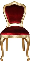 Casa Padrino Luxury Baroque Dining Set Bordeaux Red / Gold 45 x 46 x H. 99 cm - 4 Handmade Dining Chairs - Baroque Dining Room Furniture