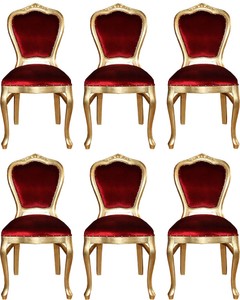 Casa Padrino Set di Sala da Pranzo Barocco di Lusso Bordeaux Rosso / Oro 45 x 46 x H. 99 cm - 6 Sedie da Pranzo Fatte a Mano - Mobili da Sala Barocchi Casa Padrino Set di Sala da Pranzo Barocco di Lusso Bordeaux Rosso / Oro 45 x 46 x H. 99 cm - 6 Sedie da Pranzo Fatte a Mano - Mobili da Sala Barocchi