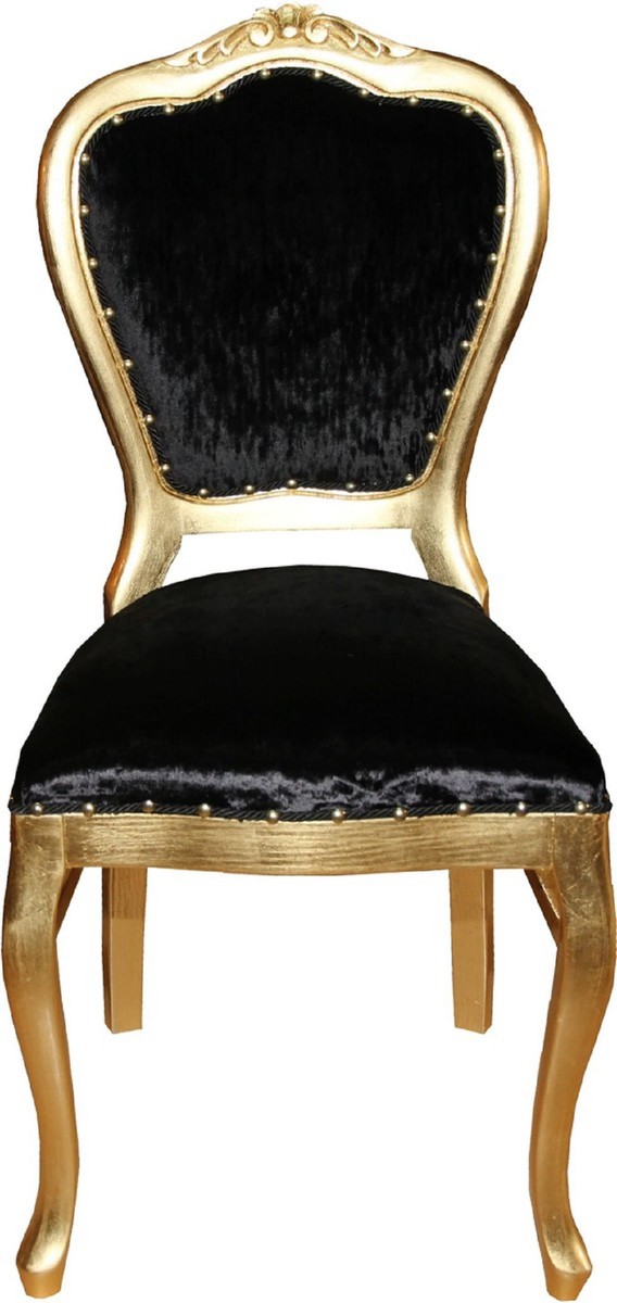 Casa Padrino Luxury Baroque Dining Set Black / Gold 45 x 46 x H. 99 cm - 4 Handmade Dining Chairs - Baroque Dining Room Furniture Casa Padrino Luxury Baroque Dining Set Black / Gold 45 x 46 x H. 99 cm - 4 Handmade Dining Chairs - Baroque Dining Room Furniture
