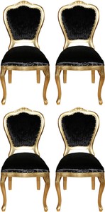 Casa Padrino Set di Sala da Pranzo Barocco di Lusso Nero / Oro 45 x 46 x H. 99 cm - 4 Sedie da Pranzo Fatte a Mano - Mobili da Sala Barocchi Casa Padrino Set di Sala da Pranzo Barocco di Lusso Nero / Oro 45 x 46 x H. 99 cm - 4 Sedie da Pranzo Fatte a Mano - Mobili da Sala Barocchi