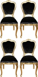 casa padrino luxus barock esszimmer set 4 massivholz samt esszimmerstühle küchenstühle esszimmer hotel restaurant möbel küchenmöbel 