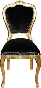 Casa Padrino Luxus Barock Esszimmer Set Schwarz / Gold 45 x 46 x H. 99 cm - 6 handgefertigte Esszimmerstühle - Barock Esszimmermöbel
