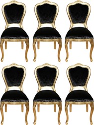 Casa Padrino Luxus Barock Esszimmer Set 6 Esszimmerstühle Schwarz / Gold casa padrino luxus barock esszimmer set 6 massivholz samt esszimmerstühle küchenstühle esszimmer hotel restaurant möbel küchenmöbel