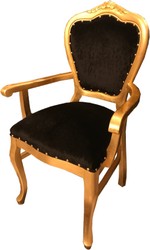 Casa Padrino Set di Sala da Pranzo Barocco di Lusso Nero / Oro 60 x 47 x H. 99 cm - 6 Sedie da Pranzo con Braccioli Fatte a Mano - Mobili da Sala Barocchi Casa Padrino Set di Sala da Pranzo Barocco di Lusso Nero / Oro 60 x 47 x H. 99 cm - 6 Sedie da Pranzo con Braccioli Fatte a Mano - Mobili da Sala Barocchi