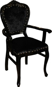 Casa Padrino Luxus Barock Esszimmer Set Schwarz / Schwarz 60 x 47 x H. 99 cm - 6 handgefertigte Esszimmerstühle mit Armlehnen - Barock Esszimmermöbel
