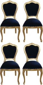 Casa Padrino Set di Sala da Pranzo Barocco di Lusso Blu Reale / Oro 45 x 46 x H. 99 cm - 4 Sedie da Pranzo Fatte a Mano - Mobili da Sala Barocchi Casa Padrino Set di Sala da Pranzo Barocco di Lusso Blu Reale / Oro 45 x 46 x H. 99 cm - 4 Sedie da Pranzo Fatte a Mano - Mobili da Sala Barocchi