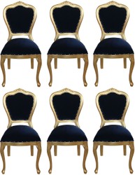 Casa Padrino Set di Sala da Pranzo Barocco di Lusso Blu Reale / Oro 45 x 46 x H. 99 cm - 6 Sedie da Pranzo Fatte a Mano - Mobili da Sala Barocchi Casa Padrino Set di Sala da Pranzo Barocco di Lusso Blu Reale / Oro 45 x 46 x H. 99 cm - 6 Sedie da Pranzo Fatte a Mano - Mobili da Sala Barocchi