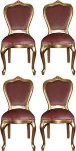 Casa Padrino Set di Sala da Pranzo Barocco di Lusso Rosa / Oro 45 x 46 x H. 99 cm - 4 Sedie da Pranzo Fatte a Mano - Mobili da Sala Barocchi Casa Padrino Set di Sala da Pranzo Barocco di Lusso Rosa / Oro 45 x 46 x H. 99 cm - 4 Sedie da Pranzo Fatte a Mano - Mobili da Sala Barocchi