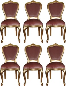 Casa Padrino Set di Sala da Pranzo Barocco di Lusso Rosa / Oro 45 x 46 x H. 99 cm - 6 Sedie da Pranzo Fatte a Mano - Mobili da Sala Barocchi Casa Padrino Set di Sala da Pranzo Barocco di Lusso Rosa / Oro 45 x 46 x H. 99 cm - 6 Sedie da Pranzo Fatte a Mano - Mobili da Sala Barocchi