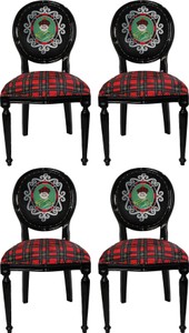 Casa Padrino Set di Sala da Pranzo Barocco di Lusso L'uomo della Scozia Multicolor / Nero 48 x 50 x H. 98 cm - 4 Sedie da Pranzo Fatte a Mano con Strass Bling Bling - Arredamento Barocco Sala da Pranzo Casa Padrino Set di Sala da Pranzo Barocco di Lusso L'uomo della Scozia Multicolor / Nero 48 x 50 x H. 98 cm - 4 Sedie da Pranzo Fatte a Mano con Strass Bling Bling - Arredamento Barocco Sala da Pranzo