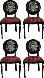 Casa Padrino Ensemble de Chaises de Salle à Manger Baroque de Luxe Homme d'Ecosse Multicolor / Noir 48 x 50 x H. 98 cm - 4 Chaises Faites Main avec Bling Bling Strass - Mobilier de Salle à Manger Baroque Casa Padrino Ensemble de Chaises de Salle à Manger Baroque de Luxe Homme d'Ecosse Multicolor / Noir 48 x 50 x H. 98 cm - 4 Chaises Faites Main avec Bling Bling Strass - Mobilier de Salle à Manger Baroque
