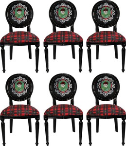 Casa Padrino Set di Sala da Pranzo Barocco di Lusso L'uomo della Scozia Multicolor / Nero 48 x 50 x H. 98 cm - 6 Sedie da Pranzo Fatte a Mano con Strass Bling Bling - Arredamento Barocco Sala da Pranzo Casa Padrino Set di Sala da Pranzo Barocco di Lusso L'uomo della Scozia Multicolor / Nero 48 x 50 x H. 98 cm - 6 Sedie da Pranzo Fatte a Mano con Strass Bling Bling - Arredamento Barocco Sala da Pranzo
