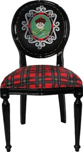 Casa Padrino Luxus Barock Esszimmer Set Schottland Mann Mehrfarbig / Schwarz 48 x 50 x H. 98 cm - 6 handgefertigte Esszimmerstühle - Barock Esszimmermöbel