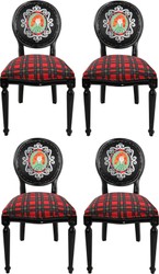 Casa Padrino Luxury Baroque Dining Room Set Scotland Woman Multicolor / Black 48 x 50 x H. 98 cm - 4 Handmade Dining Chairs with Bling Bling Rhinestones - Baroque Dining Room Furniture Casa Padrino Luxury Baroque Dining Room Set Scotland Woman Multicolor / Black 48 x 50 x H. 98 cm - 4 Handmade Dining Chairs with Bling Bling Rhinestones - Baroque Dining Room Furniture