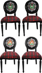 casa padrino luxus barock esszimmer set 4 massivholz samt esszimmerstühle küchenstühle schottland mann und frau esszimmer hotel restaurant möbel küchenmöbel 
