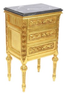 Casa Padrino table d'appoint baroque avec 3 tiroirs et plateau en marbre or / noir 45 x 55 x H. 75 cm - Mobilier Baroque