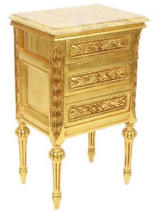 Casa Padrino table d'appoint baroque avec 3 tiroirs et plateau en marbre or / crème 45 x 55 x H. 75 cm - Mobilier Baroque