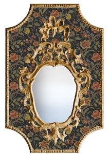 Casa Padrino Baroque Mirror Multicolor / Black / Antique Gold 65 x H. 99 cm - Baroque Wall Mirror with Flowers Design