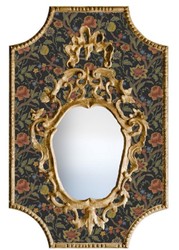 Casa Padrino Baroque Mirror Multicolor / Black / Antique Gold 65 x H. 99 cm - Baroque Wall Mirror with Flowers Design