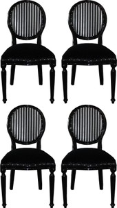 Casa Padrino Luxus Barock Esszimmer Set 4 Esszimmerstühle Medaillon Schwarz / Silber casa padrino luxus barock esszimmer set 4 massivholz samt esszimmerstühle küchenstühle medaillon esszimmer hotel restaurant möbel küchenmöbel