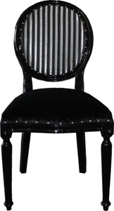 Casa Padrino Luxus Barock Esszimmer Set Medaillon Schwarz / Silber 50 x 52 x H. 99 cm - 4 handgefertigte Esszimmerstühle - Barock Esszimmermöbel