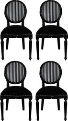 Casa Padrino Ensemble de Chaises de Salle à Manger Baroque de Luxe Médaillon Noir / Argent 50 x 52 x H. 99 cm - 4 Chaises Faites Main - Mobilier de Salle à Manger Baroque Casa Padrino Ensemble de Chaises de Salle à Manger Baroque de Luxe Médaillon Noir / Argent 50 x 52 x H. 99 cm - 4 Chaises Faites Main - Mobilier de Salle à Manger Baroque
