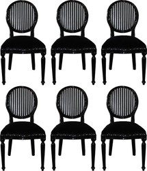 Casa Padrino Ensemble de Chaises de Salle à Manger Baroque de Luxe Médaillon Noir / Argent 50 x 52 x H. 99 cm - 6 Chaises Faites Main - Mobilier de Salle à Manger Baroque Casa Padrino Ensemble de Chaises de Salle à Manger Baroque de Luxe Médaillon Noir / Argent 50 x 52 x H. 99 cm - 6 Chaises Faites Main - Mobilier de Salle à Manger Baroque