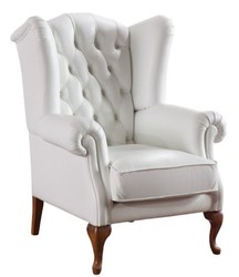 Casa Padrino Orejas Sillón Art Deco Chesterfield de Lujo Blanco / Marrón 79 x 90 x H. 108 cm - Muebles de Sala