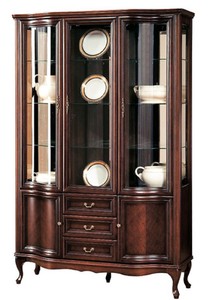 Casa Padrino Vitrina Art Nouveau de Lujo Marrón Oscuro 142,6 x 52,5 x H. 206 cm - Armario de Salón con 5 Puertas y 3 Cajones - Muebles de Sala
