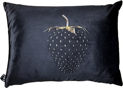 Casa Padrino luxury decorative strawberry cushion with bling bling rhinestones black / gold 35 x 55 cm - finest velvet fabric - luxury decoration accessories Casa Padrino luxury decorative strawberry cushion with bling bling rhinestones black / gold 35 x 55 cm - finest velvet fabric - luxury decoration accessories
