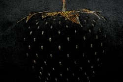 Casa Padrino Luxus Kissen Schwarz mit Bling Bling Glitzersteinen Erdbeere Strawberry Cushion Pillow Luxury Casa Padrino Luxus Kissen Schwarz mit Bling Bling Glitzersteinen Erdbeere Strawberry Cushion Pillow Luxury