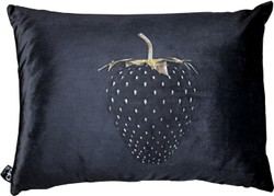 Casa Padrino Luxus Kissen Schwarz mit Bling Bling Glitzersteinen Erdbeere Strawberry Cushion Pillow Luxury Casa Padrino Luxus Kissen Schwarz mit Bling Bling Glitzersteinen Erdbeere Strawberry Cushion Pillow Luxury