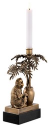 Casa Padrino porte-bougie de luxe singe et palmier laiton vintage / noir 20 x 15 x H. 30 cm - Accessoires Déco
