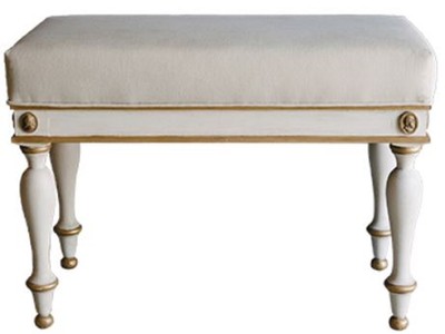 Casa Padrino Luxury Baroque Stool White / Antique Gold 73 x 36 x H. 54 cm - Solid Wood Baroque Stool - Baroque Furniture