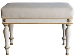 Casa Padrino sgabello barocco di lusso bianco / oro antico 73 x 36 x H. 54 cm - Sgabello Barocco in Legno Massello - Mobili Barocchi