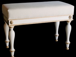 Casa Padrino sgabello barocco di lusso bianco / oro antico 73 x 36 x H. 54 cm - Sgabello Barocco in Legno Massello - Mobili Barocchi