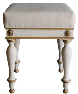 Casa Padrino Luxury Baroque Stool White / Antique Gold 41 x 41 x H. 54 cm - Solid Wood Baroque Stool - Baroque Furniture