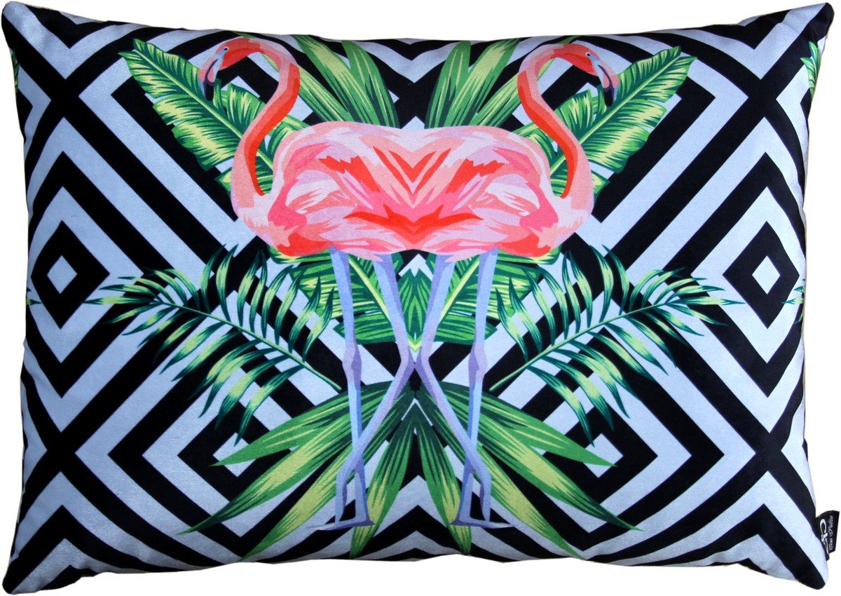 Cojines decorativos de lujo Casa Padrino Florida Flamingos Multicolor 35 x 55 cm - Tejido de terciopelo más fino - Cojín decorativo para la sala de estar Cojines decorativos de lujo Casa Padrino Florida Flamingos Multicolor 35 x 55 cm - Tejido de terciopelo más fino - Cojín decorativo para la sala de estar